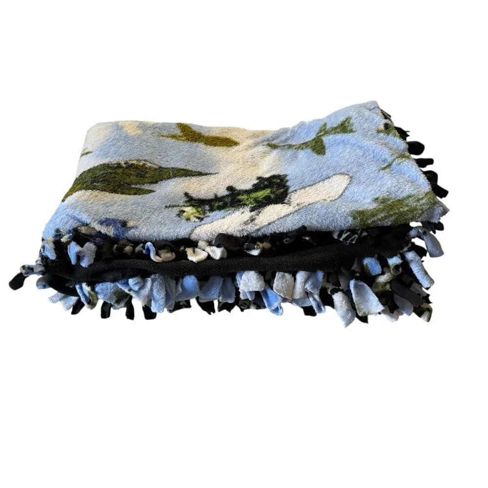 Handmade Fleece Tie Blanket ~ Military Jets Army Air Force Throw 47